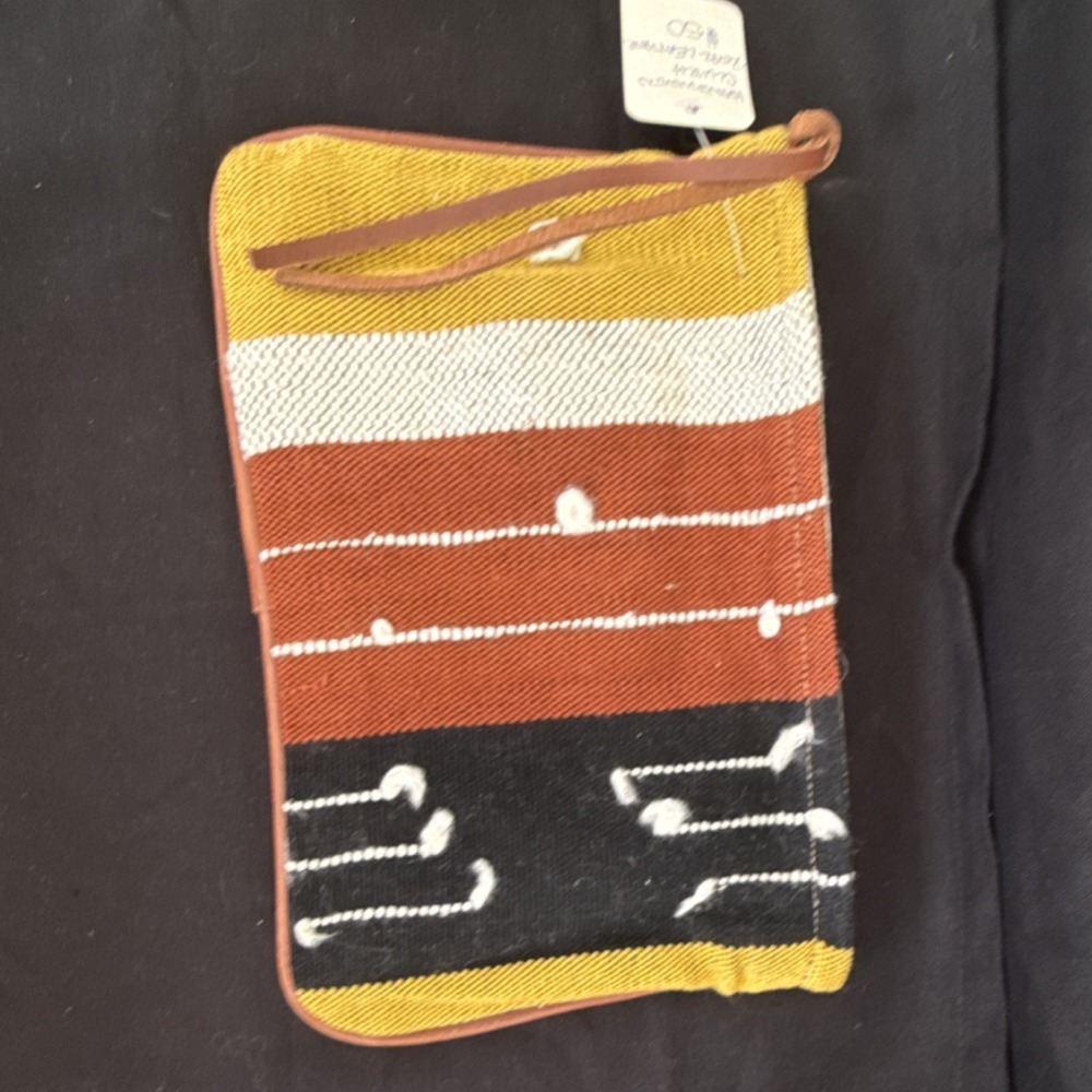 Altiplano Woven Cotton Leather Wristlet Clutch Zip‎ Multicolor Women